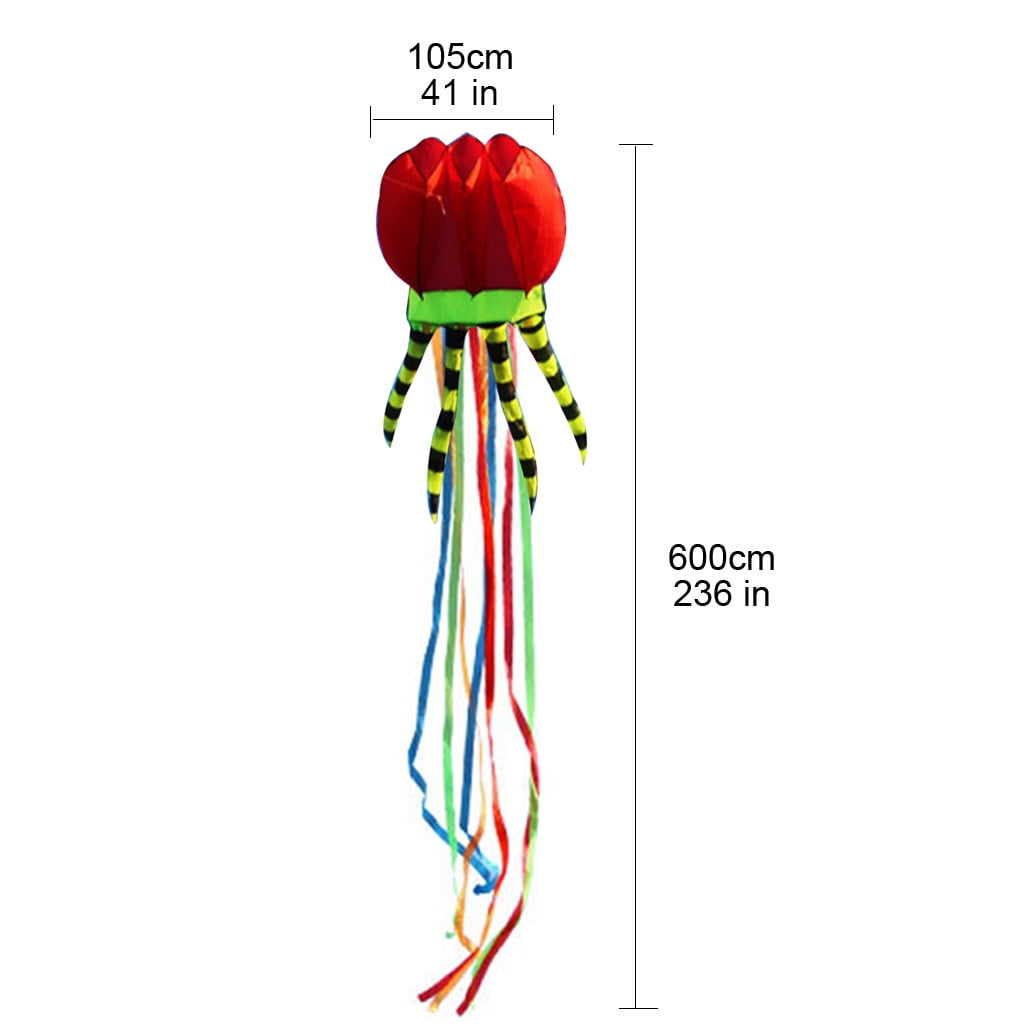 ZPAQI Nylon Long Tail Fish Kite Large 3D Octopus Wind Kite Parent-Child Entertainment