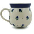 thumbnail image 2 of Polish Pottery Bubble Mug 12oz Polmedia Blue Buds Theme Hand Painted in Boleslawiec, Poland + Certificate of Authenticity, 2 of 6