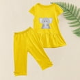 thumbnail image 5 of Uxgjfwu Girls Outfits Summer Sets Round Neck Short Sleeve Tops Flying Sleeve Shirts Elastic Waist Pants Kids Two-piece Set, 5 of 6