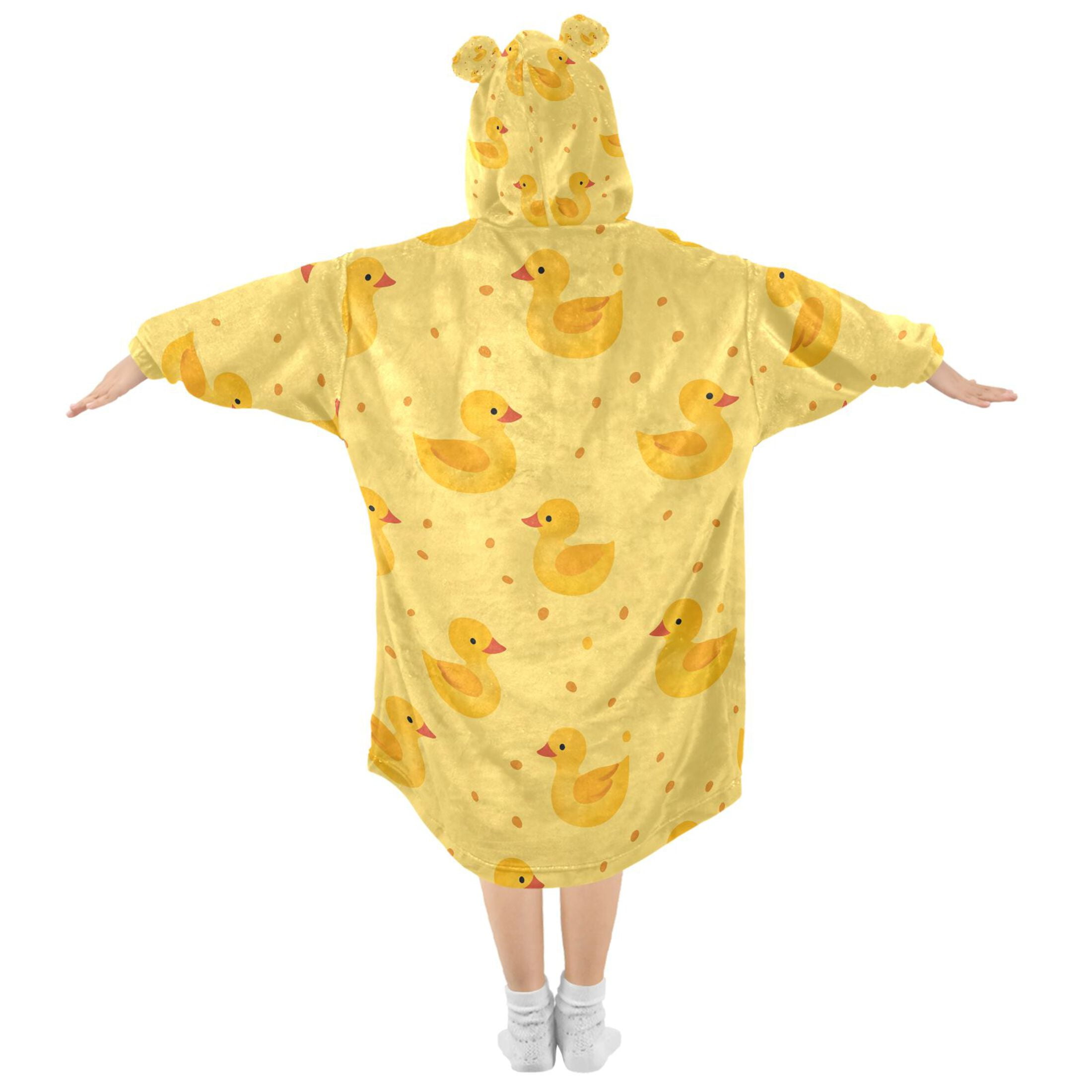 joogoo Wearable Blanket Hoodie for Cartoon Ducks Yellow Flannel Sherpa Pocket 3-14 YR S