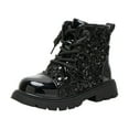 thumbnail image 1 of Splozh Bottes de Randonnée Bottes Filles Bottes d'Hiver Bottines pour Enfants Chaussures d'Automne et d'Hiver pour Enfants Bottes à la Mode pour Filles Noir, 7-8 Ans, 1 of 5