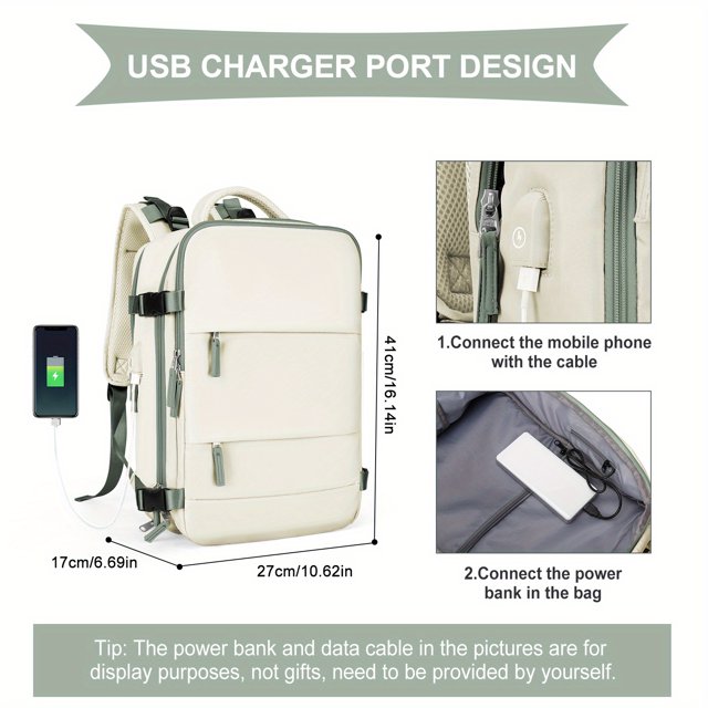 Large Travel Backpack Women, Carry On Backpack,Hiking Backpack Waterproof Outdoor Sports Rucksack Casual Daypack School Bag Fit 14 Inch Laptop With USB Charging Port Shoes Compartment