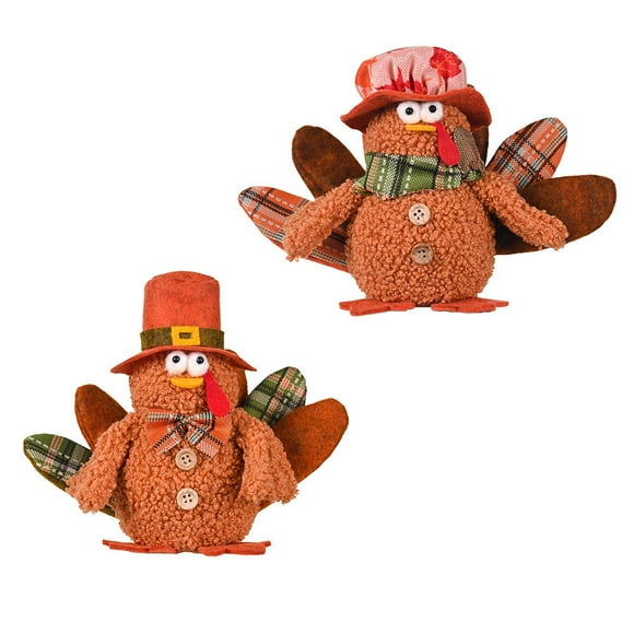 Thanksgiving Standing Turkey Decorations  2 Pack  Standing Turkey Couple Thanksgiving Decoration for Autumn Fall Thanksgiving Harvest Home Decor