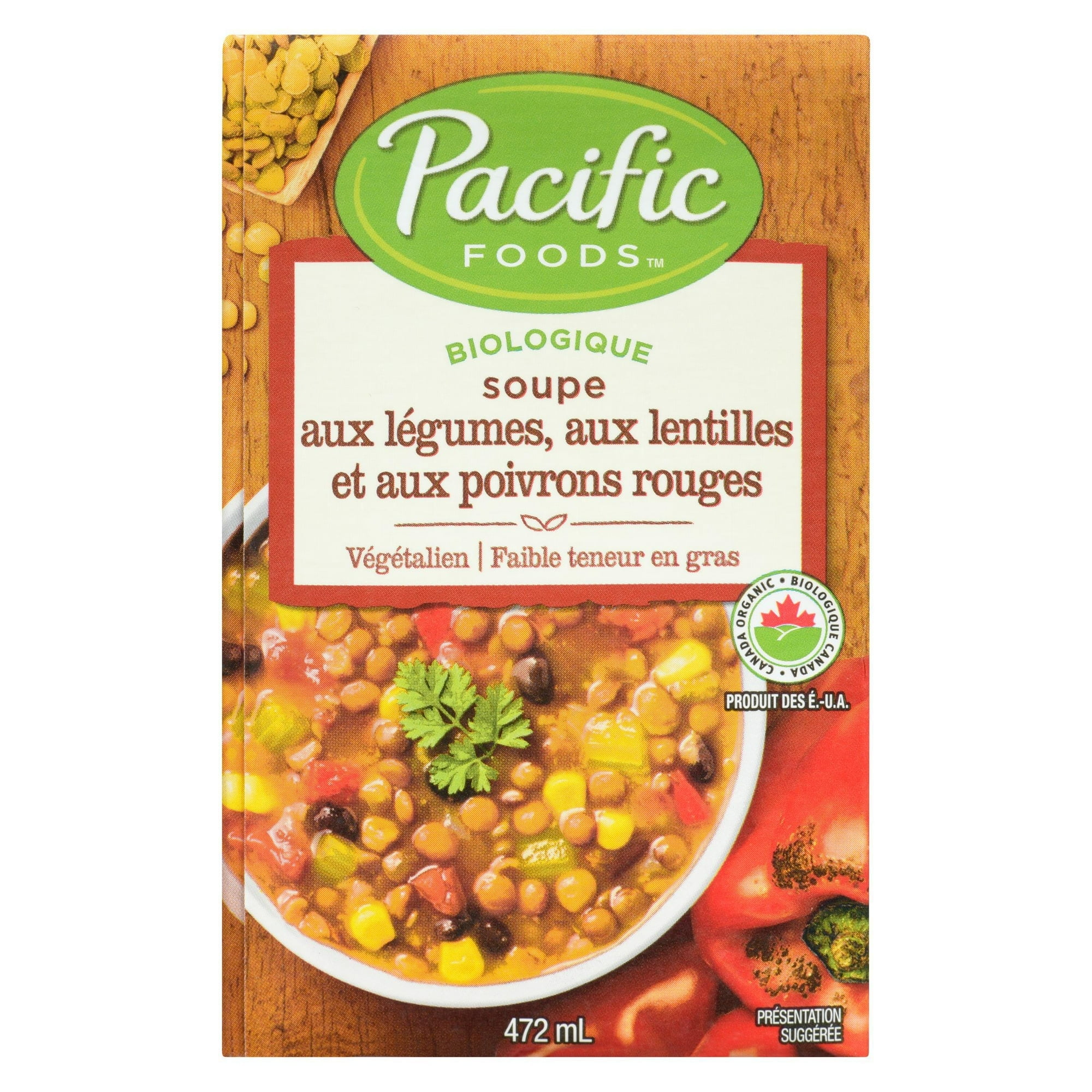 Pacific Foods Soupe Legumes Lentilles Poivrons Rouges
