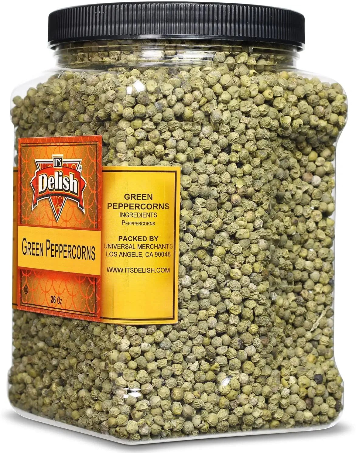 Whole Green Peppercorns by It's Delish  26 OZ Jumbo Reusable Container  Whole Green Pepper Corns - Premium Dried Peppercorns for Grinder Refill  All Natural, Kosher & Fresh