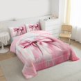 thumbnail image 3 of Manfei Vintage Pink Bowknot Bedding Comforter Set, Oil Printing Artwork Twin Comforter Sets, Teens Girls Kids Reversible Bedding Set, Breathable Home Decor, 2pcs, 3 of 8