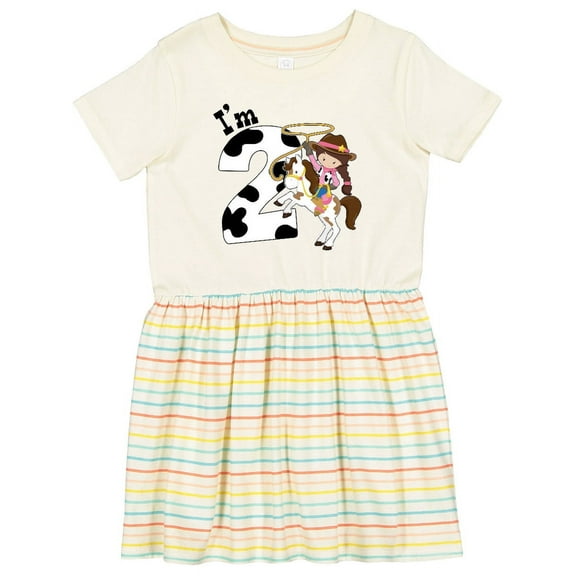 Inktastic I'm Two-cowgirl Riding Horse Birthday Girls Toddler Dress