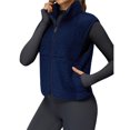 thumbnail image 3 of Chaleco de Mujer Sin Mangas, Chaqueta de Invierno de Forro Suave, Cuello Alto, de Cremallera y Bolsillo Azul L, 3 of 10