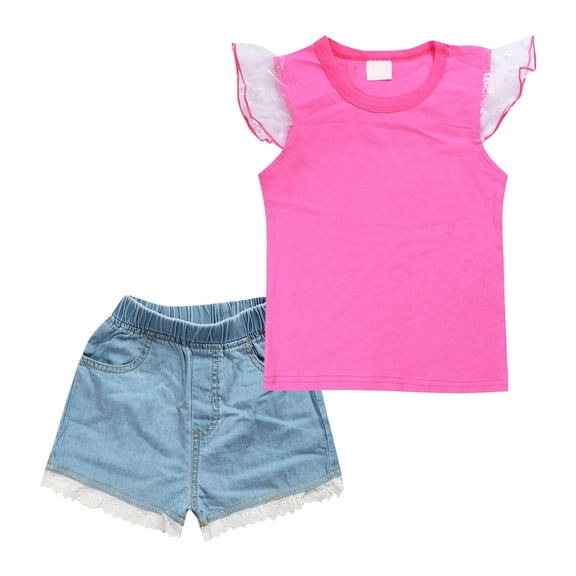 Futezty Girls Summer Outfits, 4th of July Baby Girl Outfits Kids Girl Halter Tanks Tops Shorts 2Pcs Pleated Casual Summer Outfits for 2T 3T 4T 5T 6T 7T Little Girls