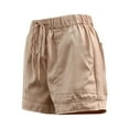 thumbnail image 2 of Amazhiyu Womens Drawstring Casual Shorts Summer Elastic Waist Wide Leg with Pockets, 2 of 7