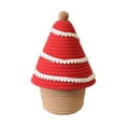 thumbnail image 3 of EGNMCR Christmas Decorations, Christmas Ornaments, Woven Baskets With Lids Storage Baskets Storage Containers Cottons Thread Storage Basket With Lid Woven Storage And Organizing Basket storage basket, 3 of 4