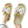 thumbnail image 4 of Lovskoo 2024 Women s Slippers Open Toe Slip On Shoes Indoor and Outdoor Flat Fleece Non-Slip Home Shoes Linen Comfortable Platform Slippers Green, 4 of 5