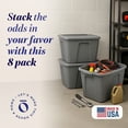 thumbnail image 2 of Homz 18 Gallon Stackable Plastic Storage Container with Snap-On Lid, (8 Pack), 2 of 10