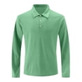 thumbnail image 7 of WULMLEO Mens Long Sleeve Polo Shirts Solid Color Button Slim Fit Collared Tshirts Business Casual Tops Tennis Golf Tees Green XL, 7 of 7