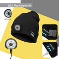 thumbnail image 4 of Bluetooth Beanie Hat with LED Light Headlamp Music Hat USB Rechargeable Bluetooth Hat, LED Beanie Running Hiking Gift for Men Women, 4 of 7