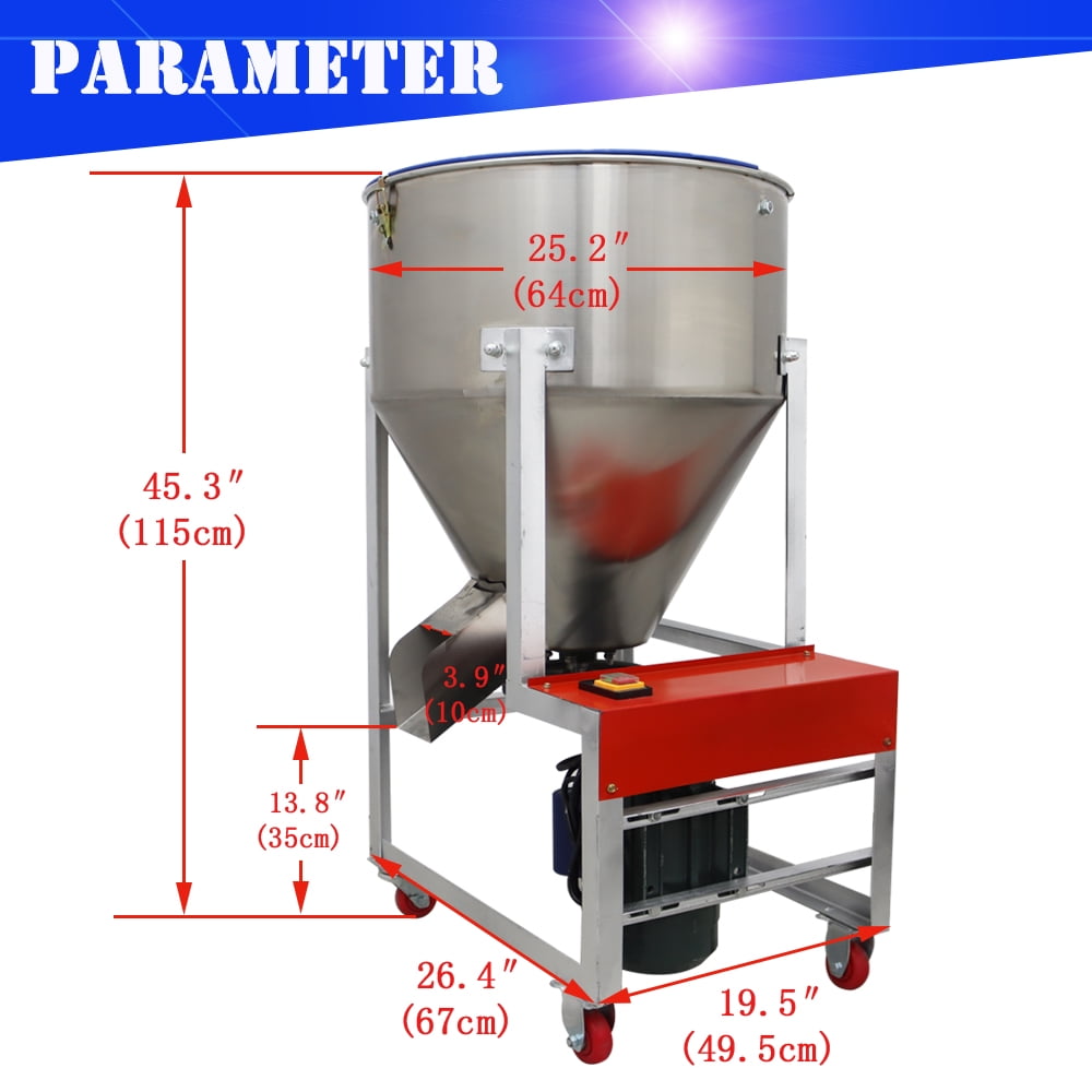 Vertical Granular Powder Blender Feed Mixer 304 Stainless Steel 75KG/165LB 3KW