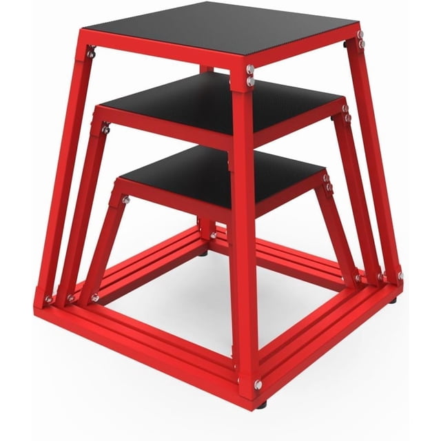 BeesClover Heavy Duty Steel Plyo Box for Exercise (12, 18, 24, 30 Inch) with Rubber Pads, Plyometric Jumping Box Metal Exercise Step Up Box for Strength Training, Conditioning & Step Up Workouts