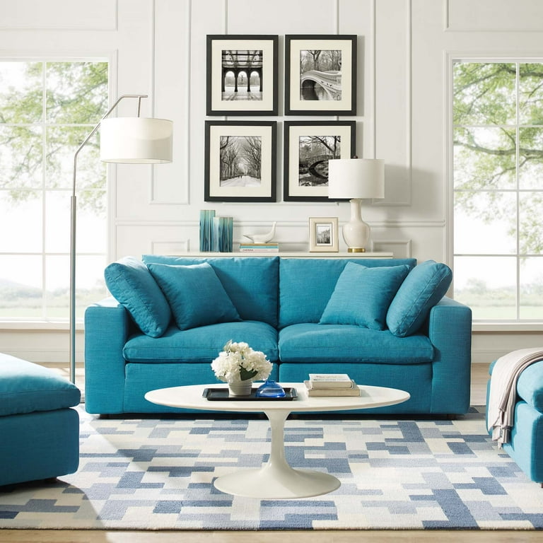 Modway Commix Down Filled Overstuffed 2 Piece Sectional Sofa Set in Teal