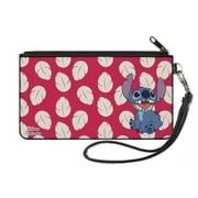 Wallet Canvas Zip Pouch Lilo and Stitch Stitch Smiling Pose Dress Leaves