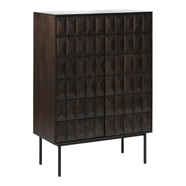 Modern Drinks Cabinet with Glass Rack - Espresso Oak