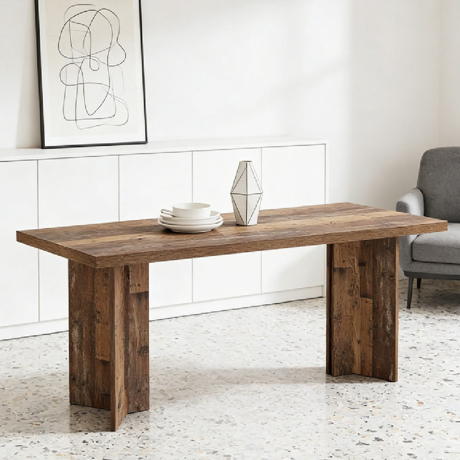 Dining Table, 68.9 in x 18.7 in x 7.87 in, Vintage Walnut Finish, Seats 4-6
