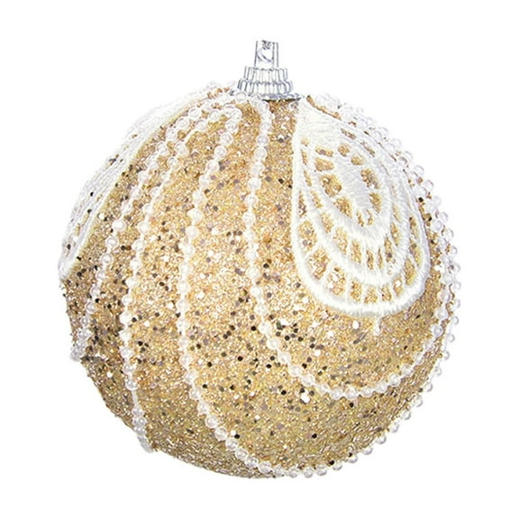 Mecorevxz Lace Christmas Ball,Glitter Powder Xmas Tree Hanging Ornaments,for Xmas Tree Party Wreath Decoration(Gold)