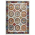 thumbnail image 2 of Modway Entourage 94.5x122" Odile Floral Moroccan Trellis Area Rug in Ivory/Red, 2 of 8