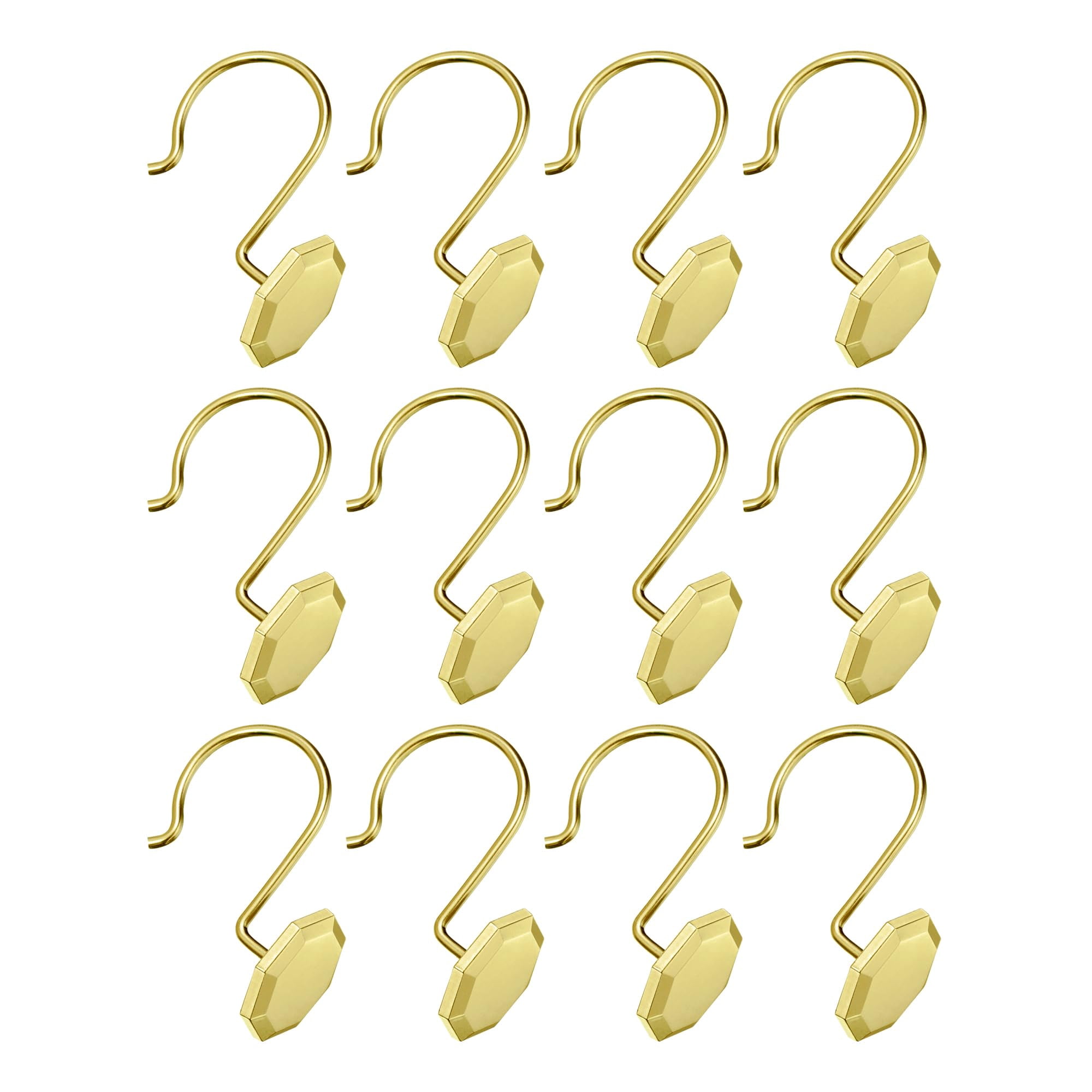 Utopia Alley HK27GD Rust Proof Zinc Shower Curtain Hooks Rings, Gold - Set of 12
