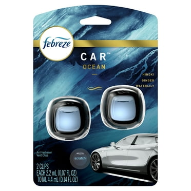 Febreze Car Odor Eliminating Air Freshener Vent Clips, Ocean, 2 Count