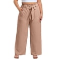 thumbnail image 2 of Cueply Womens Wide Leg Pants Plus Size Elastic Tie Knot Lounge Pants Loose Trousers with Pockets, 2 of 5