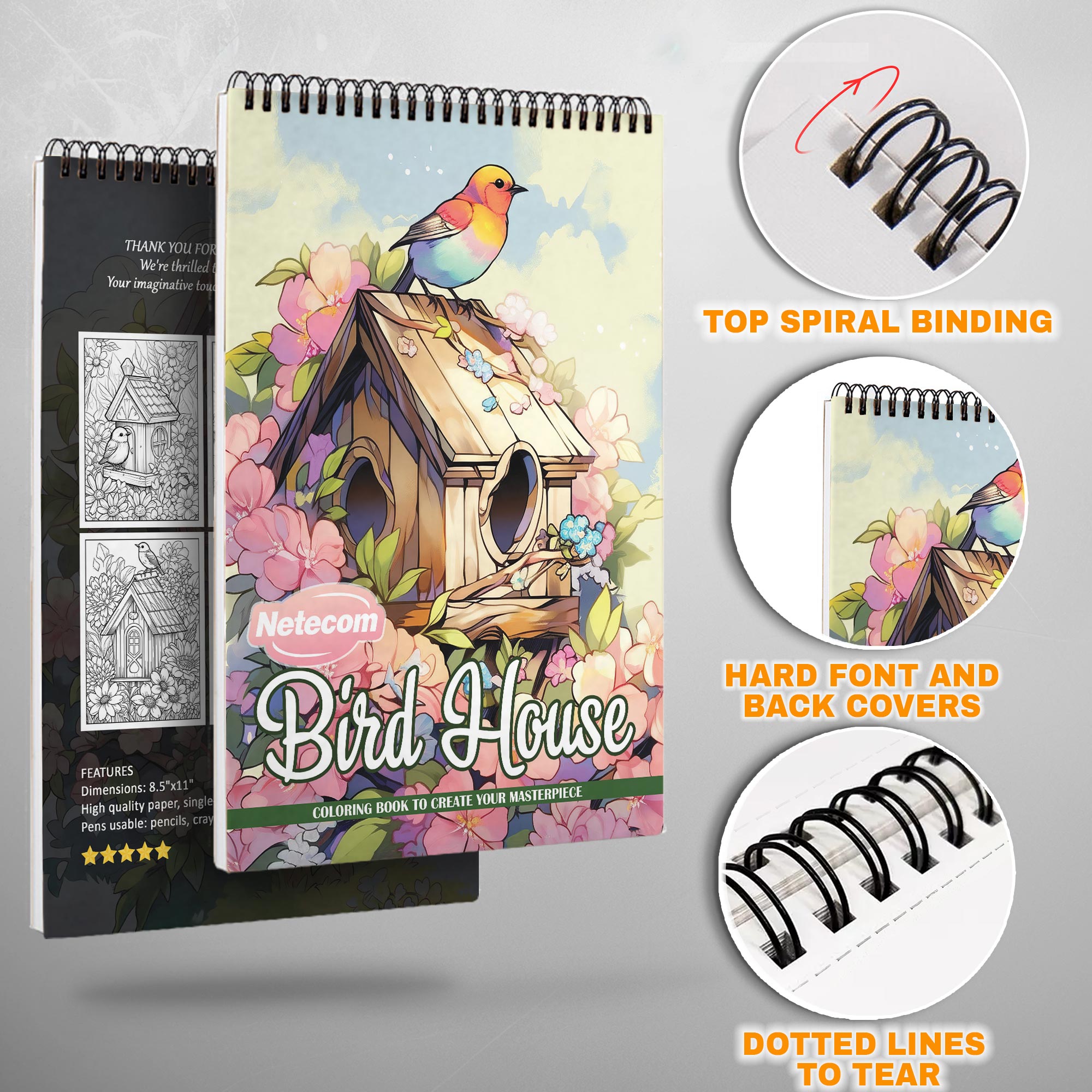 TPLHOUSE Victorian Interior Coloring Book Spiral Bound for Adult, Premium Cover