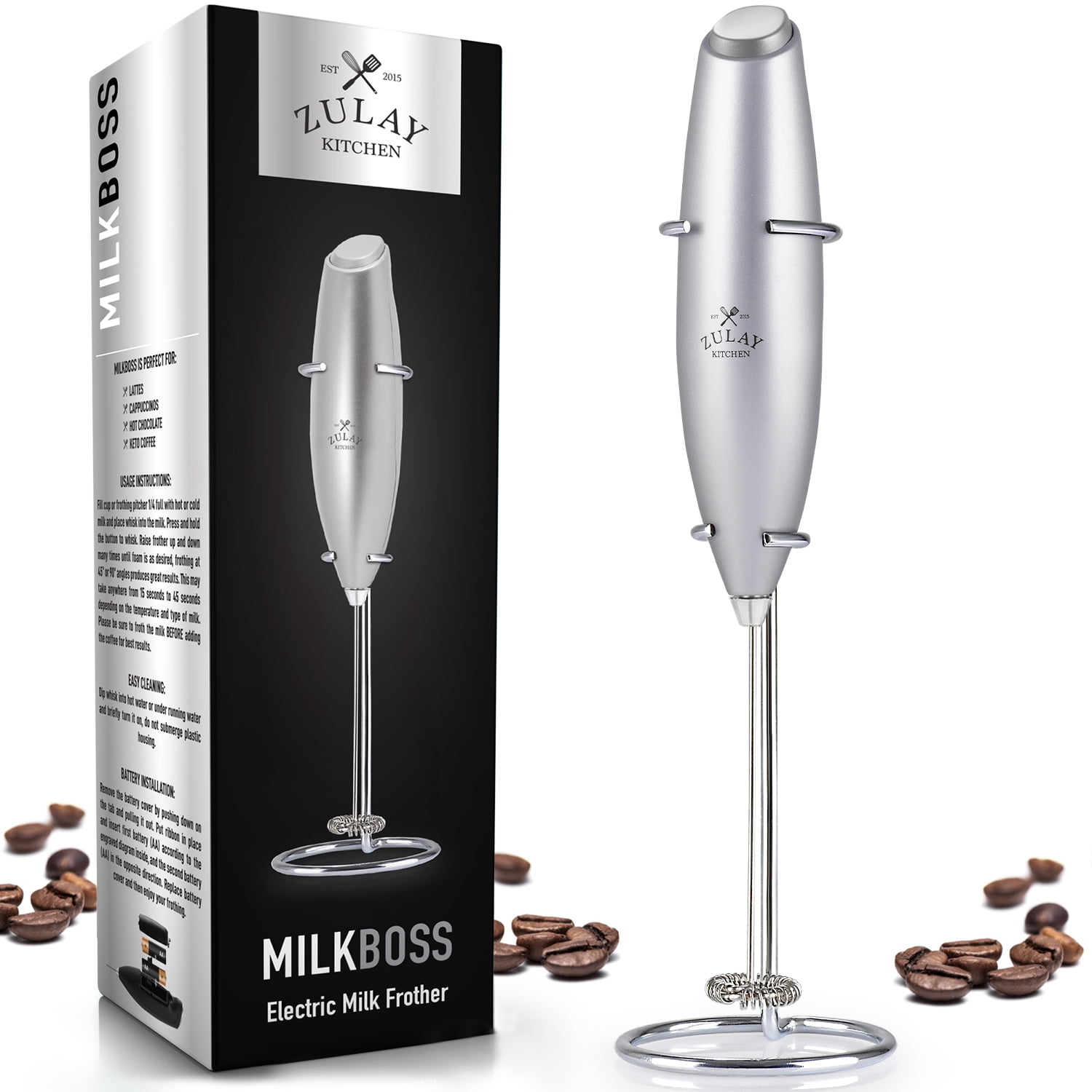 Zulay Kitchen Milk Frother Silver