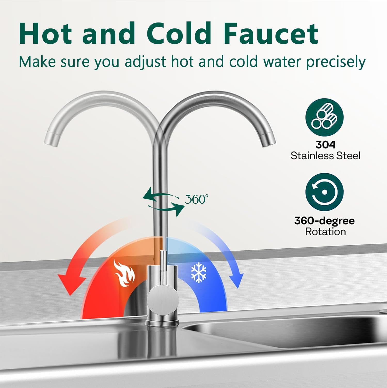 Garvee Rectangular Free Standing Single Bowl Kitchen Sink,Stainless Steel Utility Sink Workbench Storage Shelf & Hot/Cold Stainless Faucet Commercial Sink Backyard Garden Laundry 47"x40"x20"