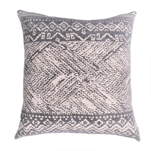 Caricia Home Fashions Tribal Geometric Plush Square Throw Pillow, 17" x 17", Grey / Linen Beige