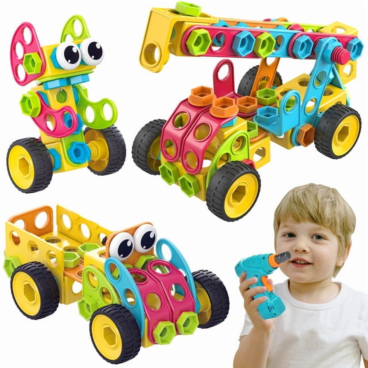 Contixo Educational Building Blocks for Toddlers, 3D STEM Construction Kids Toy Set with Guide, 223-Piece