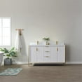 thumbnail image 2 of Vinnova Granada 60" White Faux Stone Top Double Vanity in White No Mirror, 2 of 12