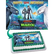 Angle View: How to Train Your Dragon 3 Edible Cake Image Topper Personalized Birthday Party 1/4 Sheet (8"x10.5")