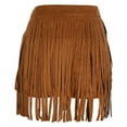 thumbnail image 4 of Womens Fringe Western Skirts Faux Suede High Waisted Tassel Skirts Club Country Concert Rodeo Outfits Rave Festival Coffee, M, 4 of 7