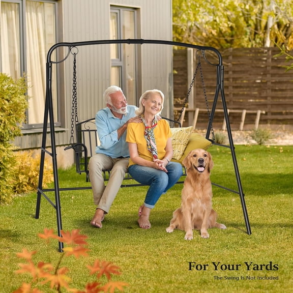 Metal Porch Swing Frame Heavy Duty 660 LBS Stand with Extra Safety Side Bars for Yard Garden Lawn Outdoors