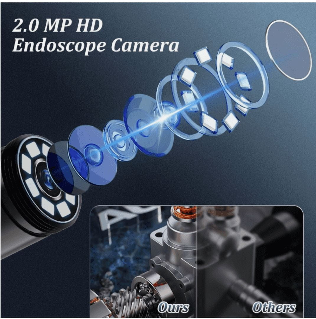 1920P HD Endoscope Camera with Light – 16.4FT Borescope Inspection Camera with 8 LED Lights, Waterproof Snake Camera for Automotive, Plumbing & Home Inspection