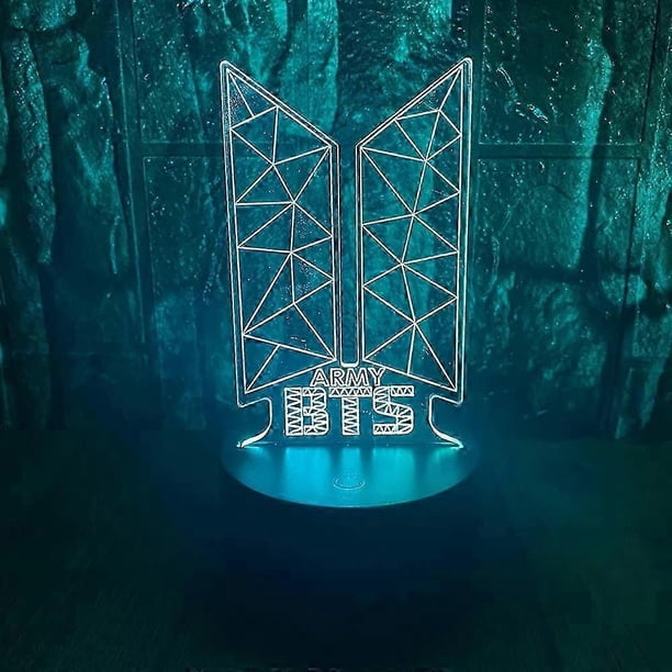 Wekity Kpop Bts Bangtan Boys 3d Led Optical Illusion Decoration Table Lamp 16 Colors Remote Control Acrylic Visual Night Light Easter Xmas Birthday Gi