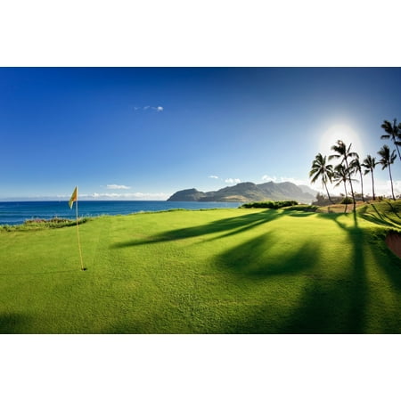 Kauai Hawaii Usa Framed - Golf flag in a golf course Kauai Lagoons Kauai Hawaii USA Poster Print