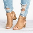 thumbnail image 1 of Women Mid Block Heels Sandals Peep Toe Ankle Boots Summer Shoes, 1 of 3