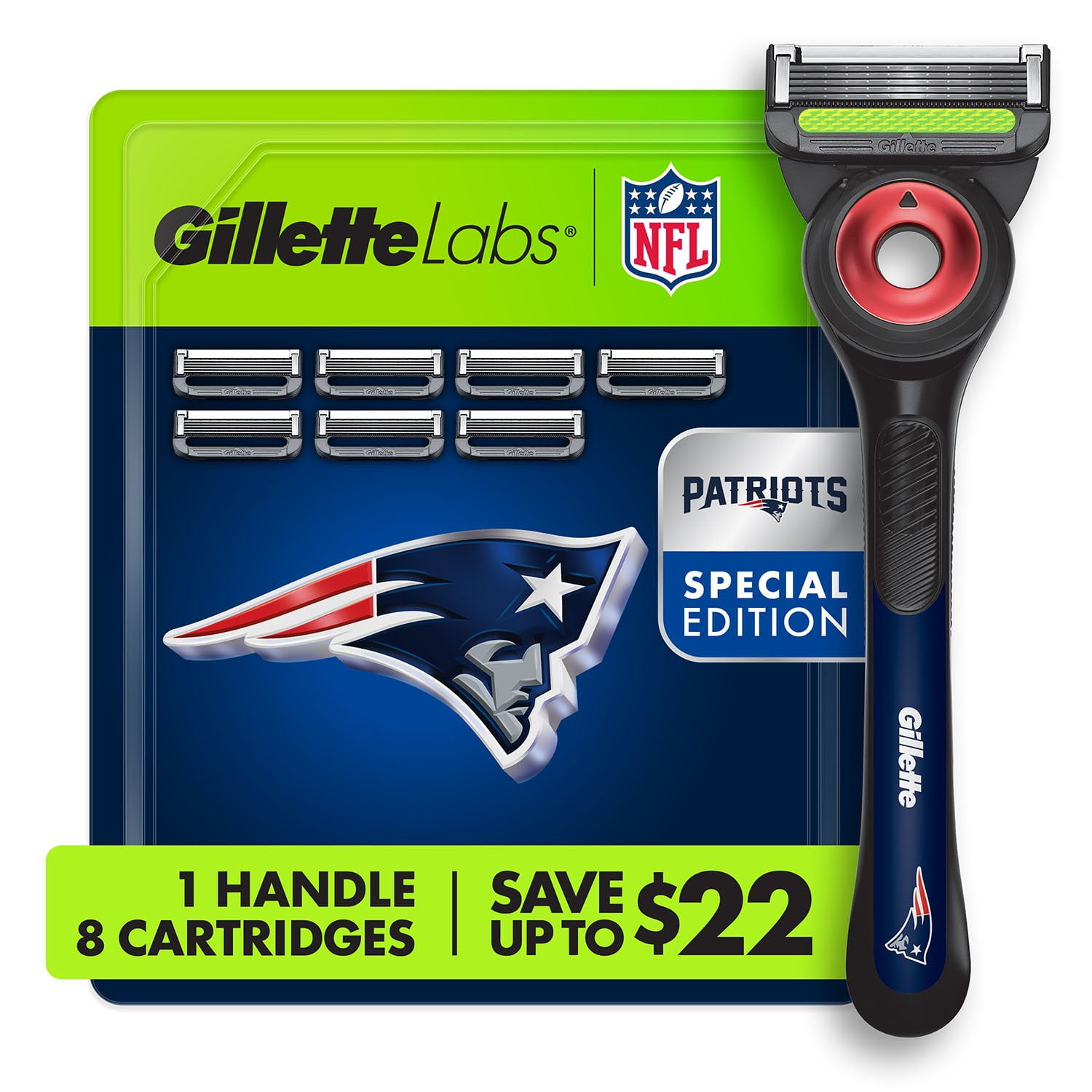 Gillette Labs Official Patriots Licensed Men's Razor, Handle + 8 ...