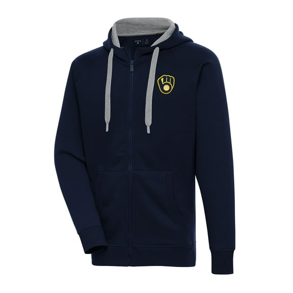 Men's Antigua Navy Milwaukee Brewers Big & Tall Victory Full-Zip Hoodie Jacket