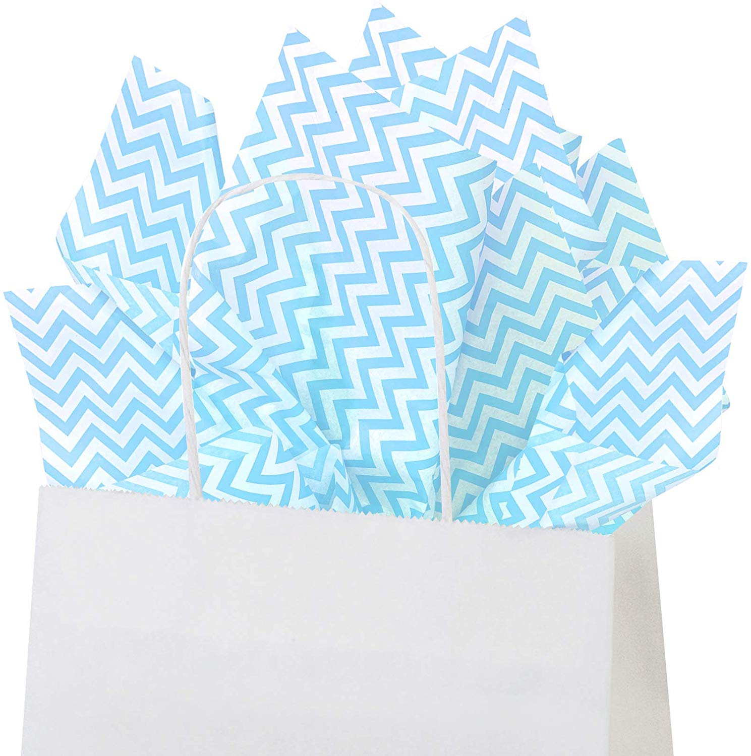 Light Blue Chevron Tissue Paper, 15"x20", 10 ct