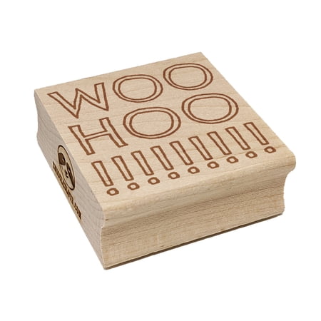 Woo Hoo Outline Fun Text Square Rubber Stamp Stamping Scrapbooking Crafting - Small 1.25in
