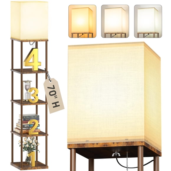 addlon 5-Tier Floor Lamp with Shelves, Standing Bookshelf Lamp with 3 Color Temperature, Corner Display Nightstand Lamp for Living Room, Bedroom and