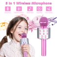 thumbnail image 2 of BONAOK Kids Karaoke Microphone 2 Pack, Wireless Bluetooth Karaoke Microphone, Portable Handheld Mic Speaker Machine,Birthday Gifts Toys for Girls Boys(Rose Gold & Pink), 2 of 7