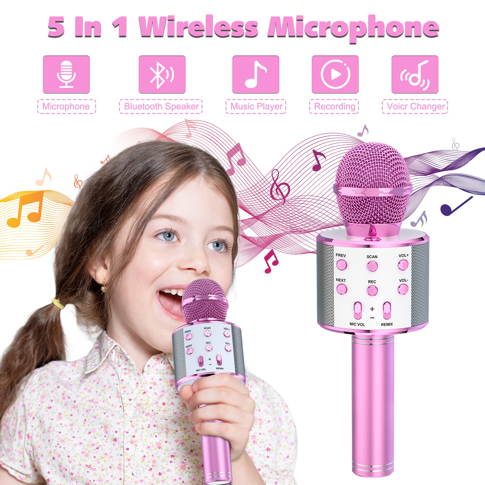 BONAOK 2-Pack Wireless Karaoke Microphones With Bluetooth Speaker photo 2